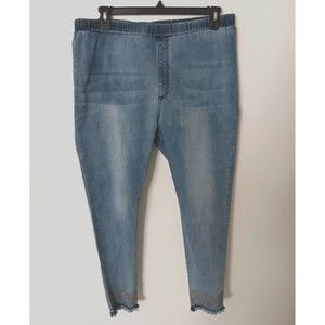 Vocal | Jeans | Pull On Jeggings Stretch Studded Frayed Hem Elastic Size 3XL